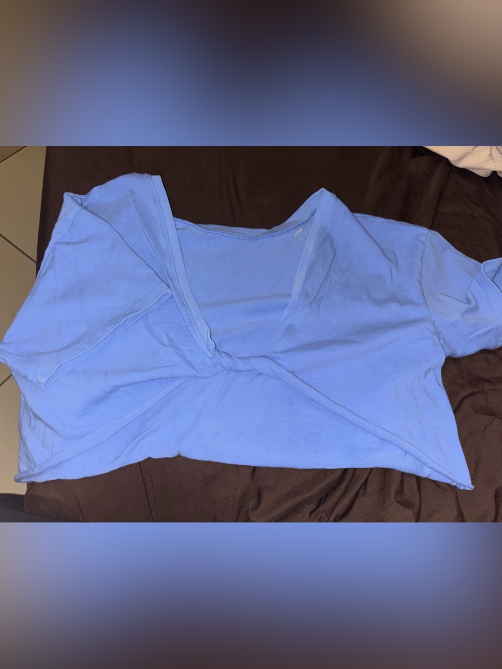 Aerie crop top light blue short sleeve